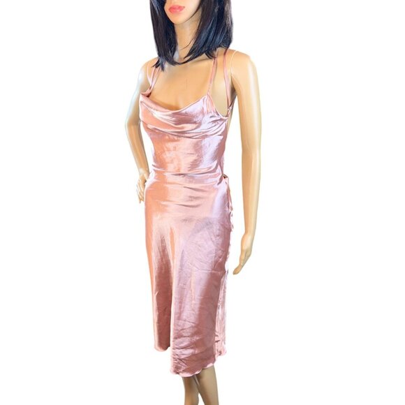 Sweetest Pink Sleeveless Lace Up Satin Dress Size XS - Picture 3 of 10